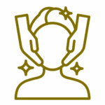 Person die im Gesicht und in den Haaren behandelt wird