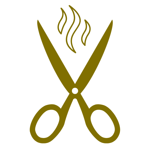 Schere mit aufsteigendem Dampf