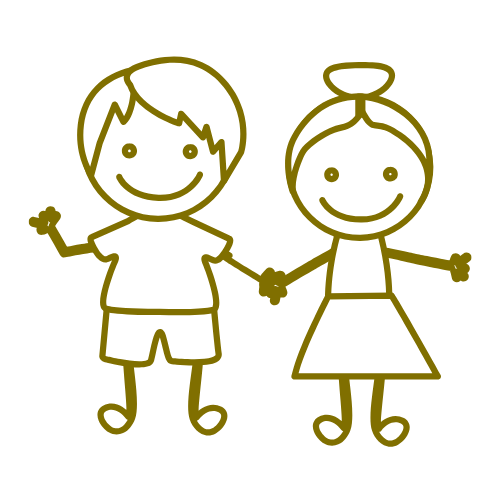 Junge und Mädchen freuen sich